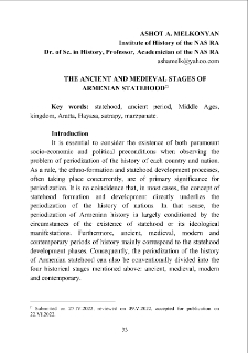 The ancient and medieval stages of Armenian statehood