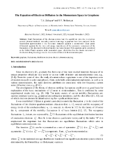 The Equation of Electron Diffusion in the Momentum Space in Graphene