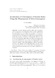 Acceleration of Convergence of Fourier Series Using the Phenomenon of Over-Convergence