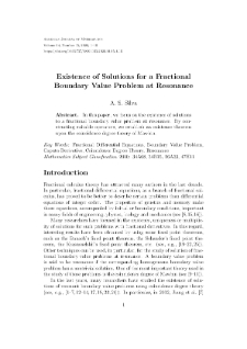 Existence of Solutions for a FractionalBoundary Value Problem at Resonance