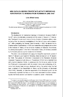 New Data on Gevork Tiratsy’an’s Activity before his Repatriation to Armenia from Romania in June 1948