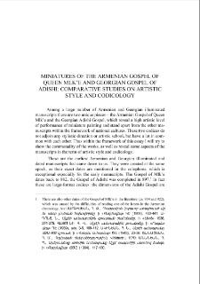 Miniatures of the Armenian Gospel of Queen Mlk'e and Georgian Gospel of Adishi: Comperative Studies on Artistic style and codicology