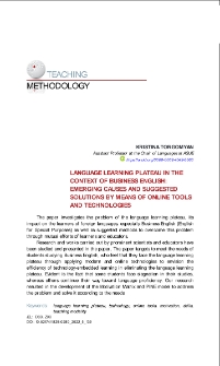 Language Learning Plateau in the Context of Business English: Emerging Causes and Suggested Solutions by means of Online Tools and Technologies