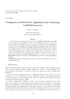 Comparison of Model-Free Algorithms For Clustering GARCH Processes