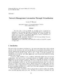 Network Management Automation Through Virtualization