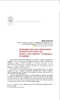 State Regulation and Development Prospects for Crediting Agricultural Farms in the Republic of Armenia
