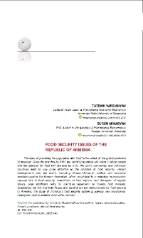 Food Security Issues of the Republic of Armenia