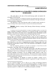 Hybrid Training as a Guarantee to Ensure Continuation of Education