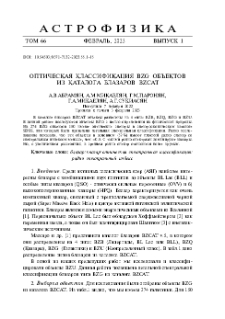Оптическая классификация BZG объектов из каталога блазаров BZCAT