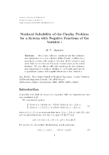 Nonlocal Solvability of the Cauchy Problem for a System with Negative Functions of the Variable t