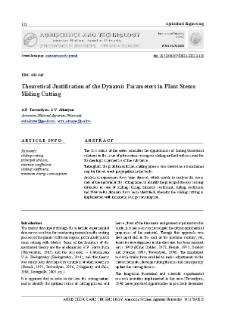 Theoretical Justification of the Dynamic Parameters in Plant Stems Sliding Cutting
