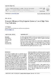 Economic Efficiency of Drip Irrigation System in Case of High-Value Crop Cultivation