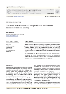 Towards Circular Economy: Conceptualization and Common Practices in the Food Industry