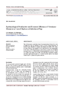 Epidemiological Peculiarities and Economic Efficiency of Veterinary Measures in Case of Diplococcal Infection of Pigs