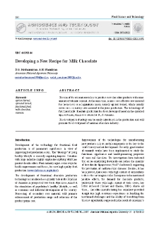 Developing a New Recipe for Milk Chocolate