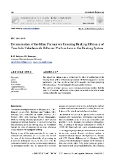 Determination of the Main Parameters Ensuring Braking Efficiency of Two-Axle Vehicles with Different Malfunctions in the Braking System