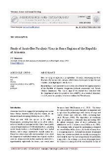 Study of Acute Bee Paralysis Virus in Some Regions of the Republic of Armenia
