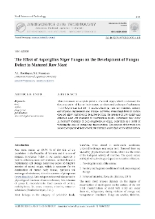 The Effect of Aspergilius Niger Fungus on the Development of Fungus Defect in Matured Raw Meat
