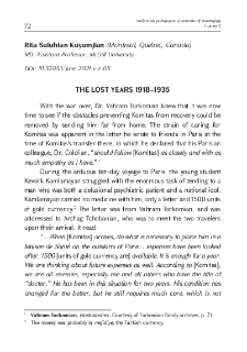 The Lost Years 1918-1935