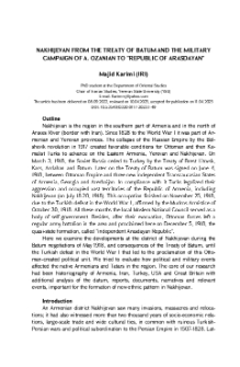 Nakhijevan from the Treaty of Batum and the Military Campaign of A. Ozanian to "Republic of Arasdayan"