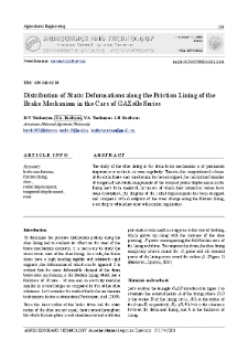 Distribution of Static Deformations along the Friction Lining of the Brake Mechanism in the Cars of GAZelle Series