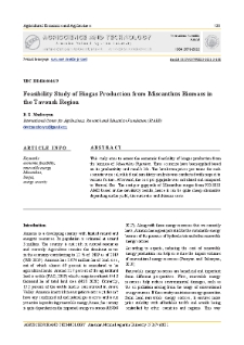 Feasibility Study of Biogas Production from Miscanthus Biomass in the Tavoush Region