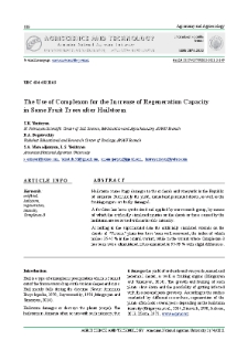 The Use of Complexon for the Increase of Regeneration Capacity in Some Fruit Trees after Hailstorm