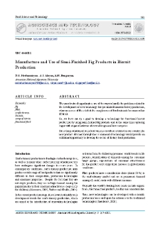 Manufacture and Use of Semi-Finished Fig Products in Biscuit Production