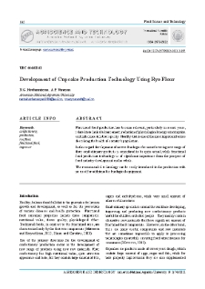 Development of Cupcake Production Technology Using Rye Flour