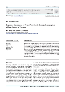 Exposure Assessment of Trans-Fatty Acids through Consumption of Sour Cream in Yerevan