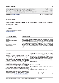 Software Package for Determining the Capillary Adsorption Potential in Irrigated Lands