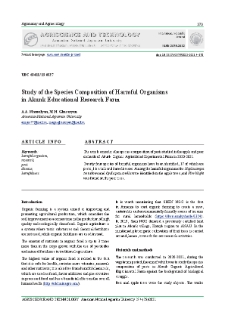 Study of the Species Composition of Harmful Organisms in Akunk Educational Research Farm