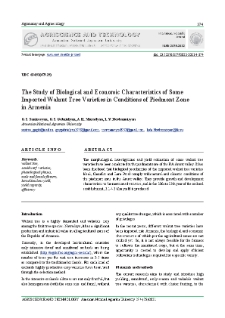 The Study of Biological and Economic Characteristics of Some Imported Walnut Tree Varieties in Conditions of Piedmont Zone in Armenia