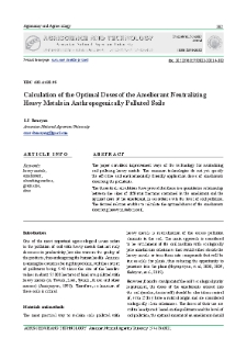 Calculation of the Optimal Doses of the Ameliorant Neutralizing Heavy Metals in Anthropogenically Polluted Soils