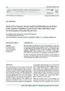 Study of Eco-Touristic Services and Forest Rehabilitation Activities in the Context of Pandemic Covid-19 and Other Affecting Factors by the Example of Hrazdan Forest Farm
