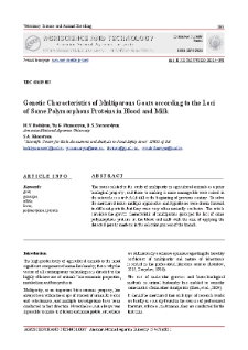 Genetic Characteristics of Multiparous Goats according to the Loci of Some Polymorphous Proteins in Blood and Milk