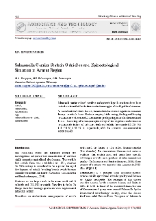 Salmonella Carrier State in Ostriches and Epizootological Situation in Ararat Region