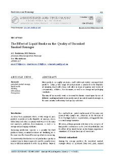 The Effect of Liquid Smoke on the Quality of Uncooked Smoked Sausages