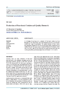 Production of Functional Cookies and Quality Research