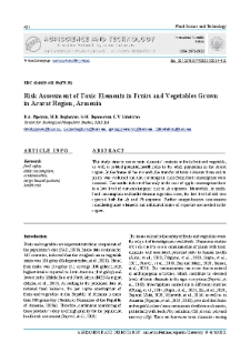 Risk Assessment of Toxic Elements in Fruits and Vegetables Grown in Ararat Region, Armenia