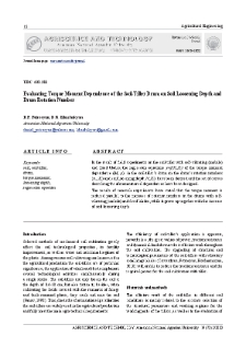 Evaluating Torque Moment Dependence of the Soil-Tiller Drum on Soil Loosening Depth and Drum Rotation Number