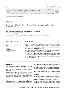 Improvement of Vegetable Crops Cultivation Technology by Applying Biostimulant in Protected Area