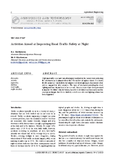 Activities Aimed at Improving Road Traffic Safety at Night
