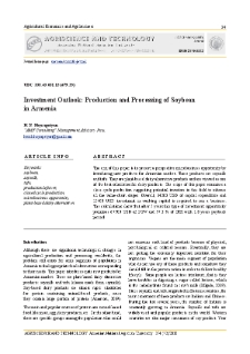Investment Outlook: Production and Processing of Soybean in Armenia