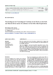 The Ecological and Toxicological Condition of the Waters in the Sotk and Masrik Rivers under the Influence of the Sotk Mine Exploitation