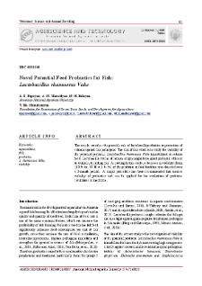 Novel Potential Feed Probiotics for Fish: Lactobacillus rhamnosus Vahe