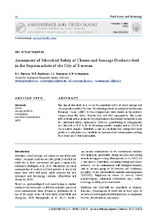 Assessment of Microbial Safety of Cheese and Sausage Products Sold in the Supermarkets of the City of Yerevan