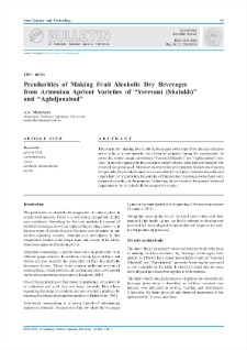 Peculiarities of Making Fruit Alcoholic Dry Beverages from Armenian Apricot Varieties of “Yerevani (Shalakh)”and “Aghdjanabad”