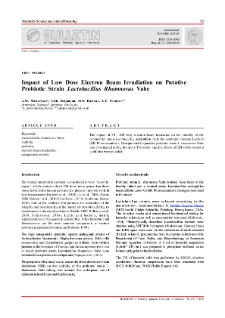Impact of Low Dose Electron Beam Irradiation on Putative Probiotic Strain Lactobacillus Rhamnosus Vahe