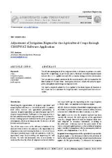 Adjustment of Irrigation Regime for the Agricultural Crops through CROPWAT Software Application
